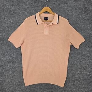 Noah Shirt Men Medium Knit Polo Sweater Pink Cotton Portugal Preppy Quiet Luxury